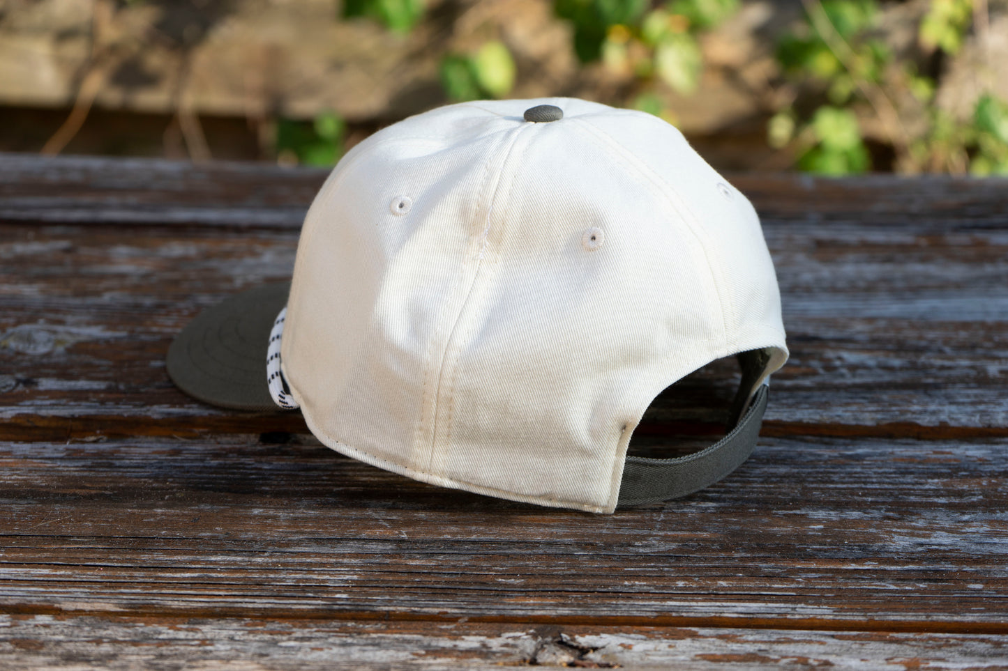Skunk Ape Hat, Cotton Twill, Cream and Olive