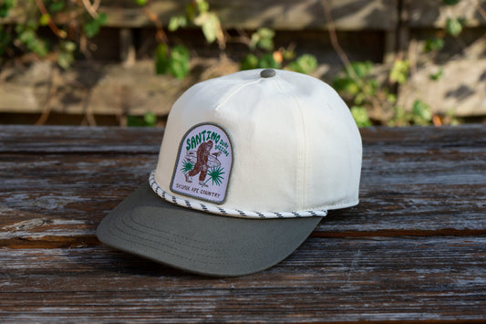 Skunk Ape Hat, Cotton Twill, Cream and Olive