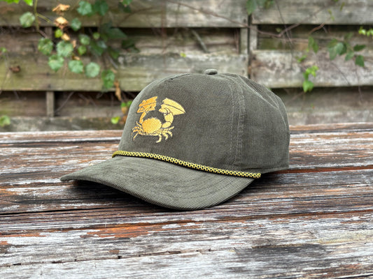 Stone Crab Hat, Olive Corduroy